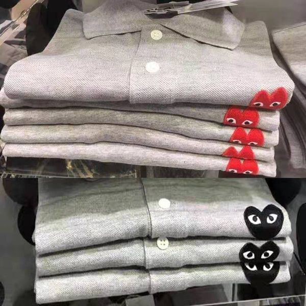 

chuanjiuchao t-shirt women's poio shirt love embroidery little red heart men's short sleeve couple parent-child wear lapel shirt, White