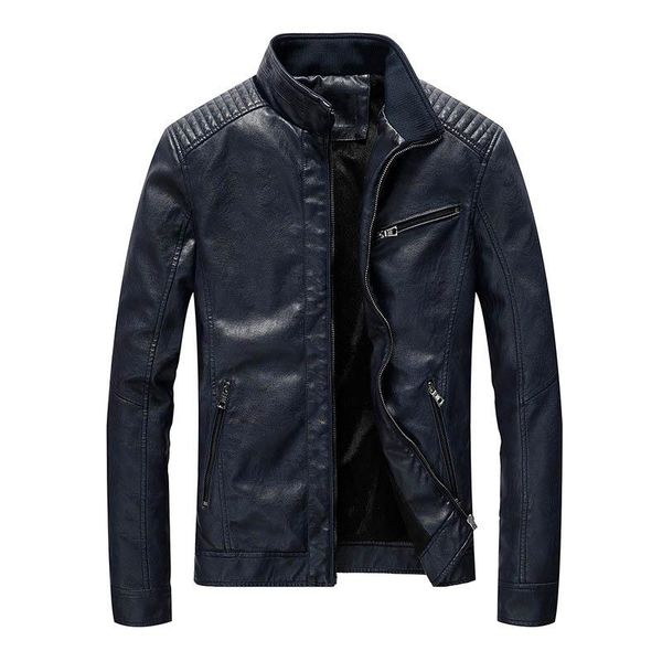 

men's fur & faux dream vine motorcycle leather jackets men solid business casual coats autumn winter clothing bomber jacket for male 3x, Black