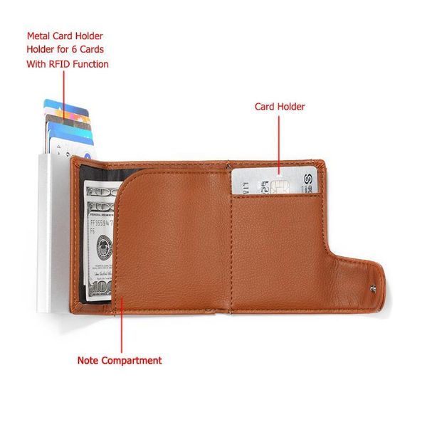 

bycobecy anti rfid credit card holder case men slide leather id card holder bank aluminium metal wallet creditcard bag p qylgcc