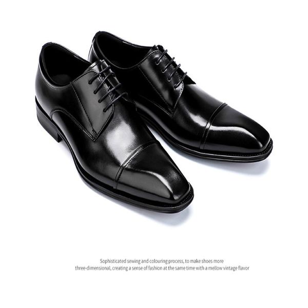 

dress shoes three-piece leather man, real british business suit, lace-up derby shoes, square-headed black hand-made, wedding m