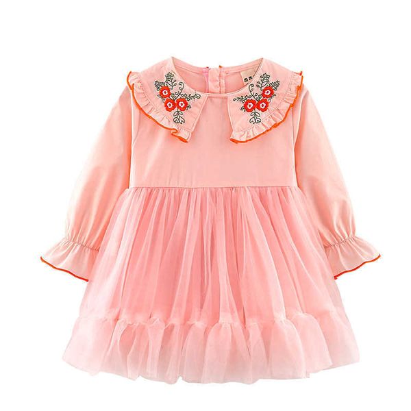 Neonate Ricamo Maglia Abito da principessa 2020 Nuovo abito a maniche lunghe Autunno Bambino Bambini Miglior regalo di compleanno per ragazza 2-6 anni Q0716