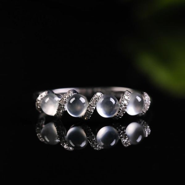 

cluster rings original design natural chalcedony irregular shape winding round bead opening adjustable ring retro charm women silver jewelry, Golden;silver