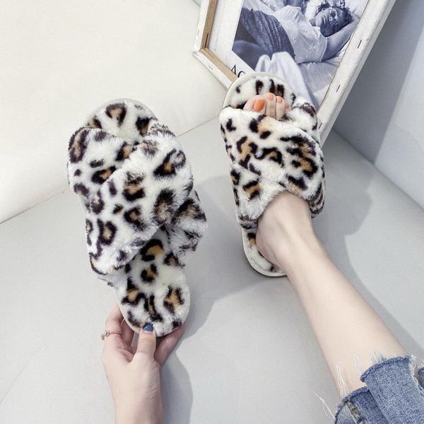 

slipper children home slippers winter warm shoes girls slip on flats slides female faux fur girl platform open toe fluffy house, Black;grey