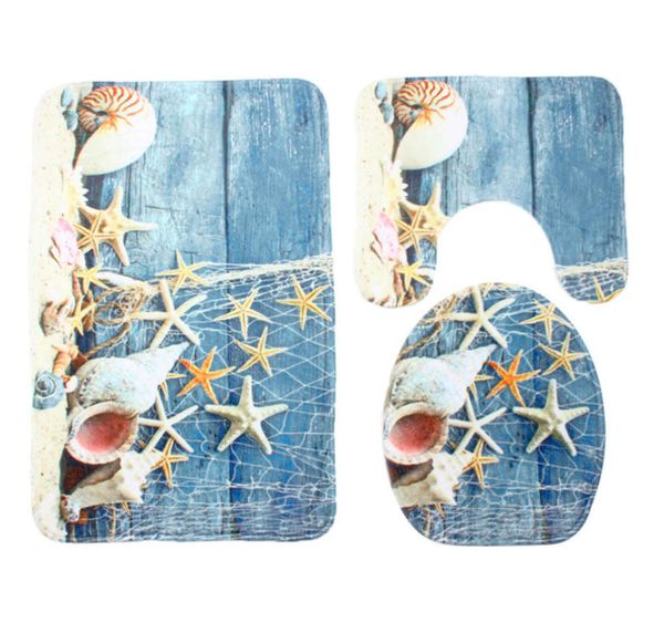 

wooden board conch carpet floor mat set bathroom toilet non slip mat set