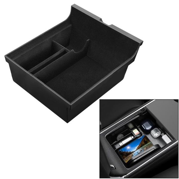 

car organizer central armrest tray black suede storage boxes bflocking containers compatible with model 3