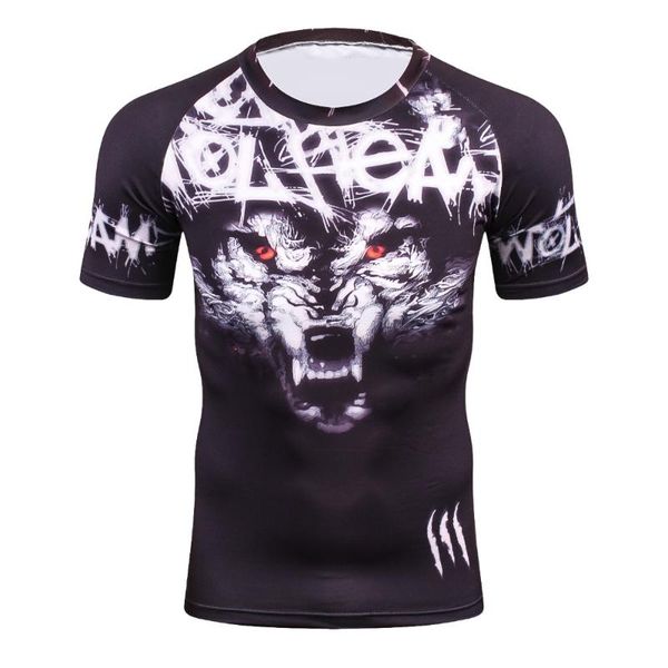 

men's t-shirts summer 3d compression t shirt men arrival brand funny wolf t-shirt wholesale tee shirts quick drying, White;black