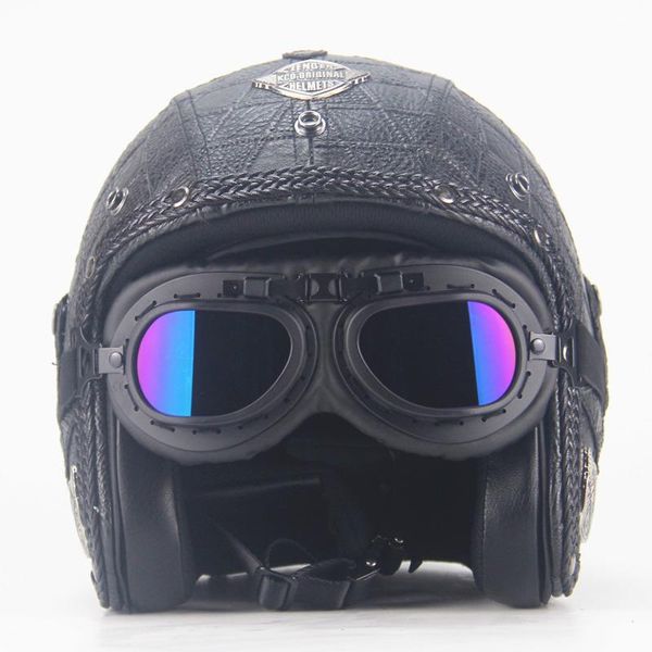 

motorcycle helmets leather 3/4 helmet chopper bike open face vintage motocros