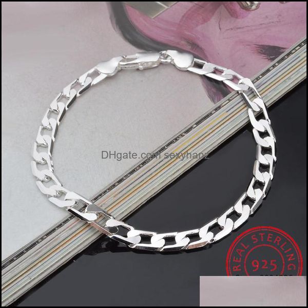 Charm Armbänder Schmuck 6mm 8mm 10mm 12mm Männer Armband 925 Sterling Silber Italienische Kubanische Panzerkette Link Frauen Großhandel Geschenk Drop Lieferung 20