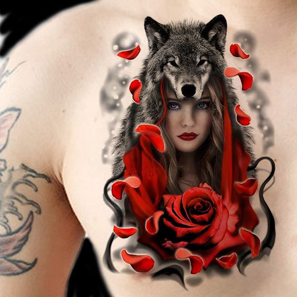 

creative tattoo paste women's fashion personality lasting no beauty totem large pattern waterproof sweat proof flower arm