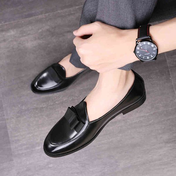 

leather loafers men dress shoes oxfords classic gents fashion sepatu slip on pria sapato social masculino couro buty meskie, Black