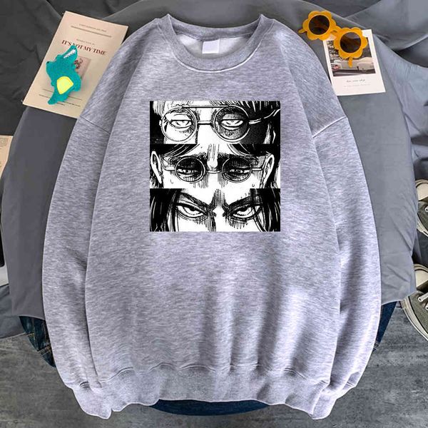 

men's hoodie, titan attack print, loose wool round neck casual wear, autumn and winter hip-hop style hoodie casual wear, Black