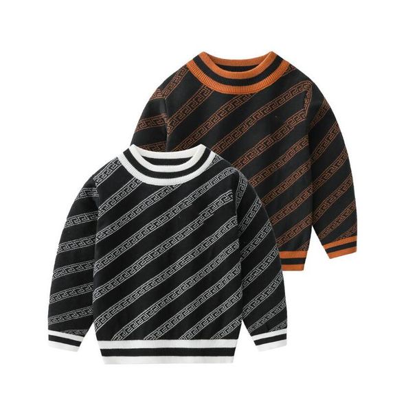 

Good Quality Head Portrait Printed Baby Boys Girls Sweaters Spring Autumn Kids Brand Pullover Children Knitted Sweater Child Striped Pullovers Boy Sweatshirt, Black white