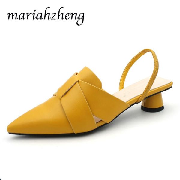 

meriahzheng 2021 summer baotou sandals women's chunky heel all-match pointed high heels semi-high heeled women's shoes tws-2028, Black