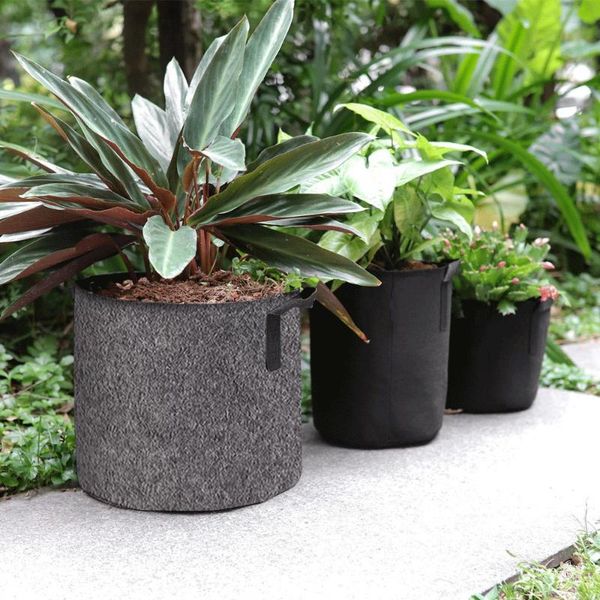 

planters & pots planting bag black/grey potato fabric vegetable seedling growing pot garden tools 1-15 gallon eco-friendly grow