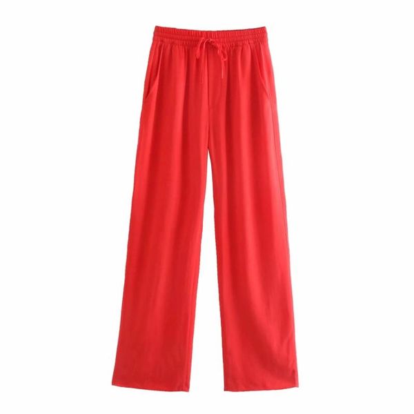 

women's pants & capris summer women elastic waist drawstring red straight casual lady loose trousers p2126, Black;white