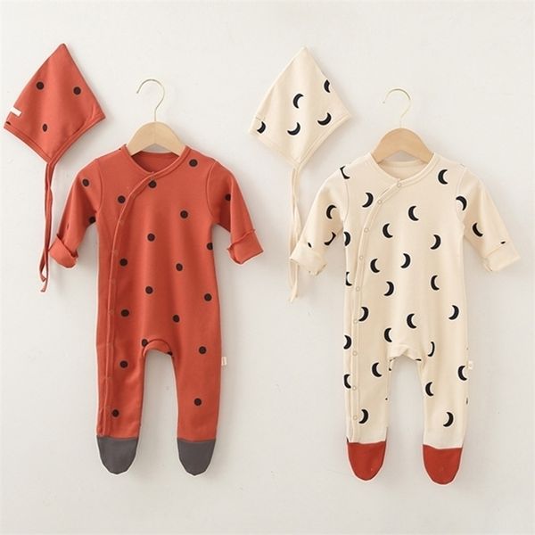 

yg baby clothes born baby clothes with hat printing baby jumpsuit long sleeve boys and girls' autumn underpainting jumpsuit 211023, Blue