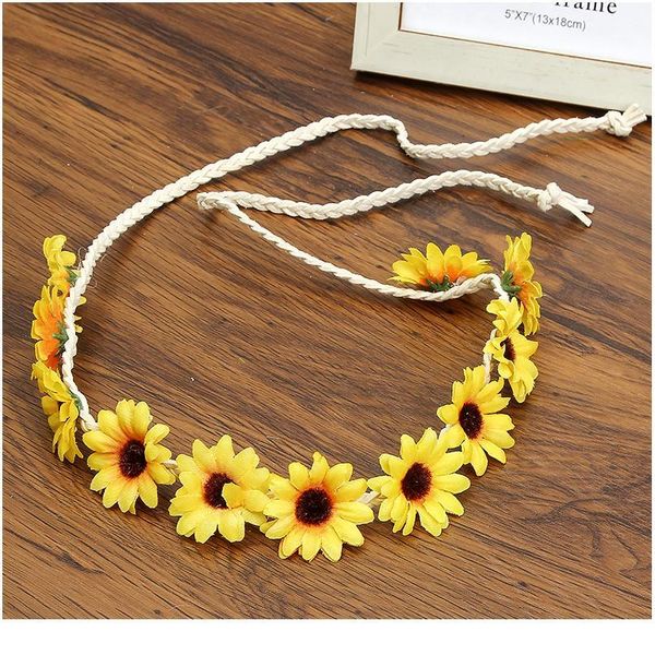 

haimeikang bohemian style flower crown headband women beach headwear chrysanthemum flowers hair bands wreath hair acc qyleii