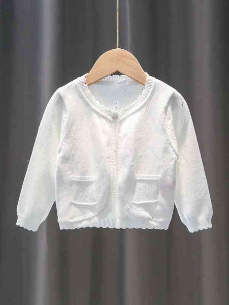 

baby scallop trim pocket patched asymmetrical hem cardigan she, Blue