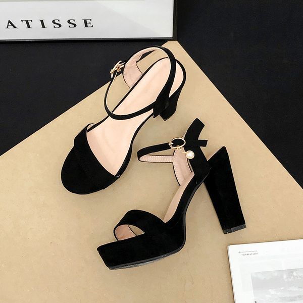

1 designer sandals designers heels fashion luxury women sandal high low .5 cm classic rubber sole wear-resistant suede material highs qual, Black