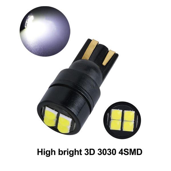 

50pcs high bright white t10 3030 4smd led wedge car bulbs 194 168 2825 clearance lamps reading license plate lights 12v