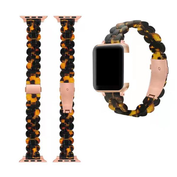 Correias de resina de luxo para bandas de relógio de maçã 44mm 42mm 40mm 38mm moda pulseiras mulheres pulseira iwatch series 6 5 4 SE Watchband Acessórios inteligentes