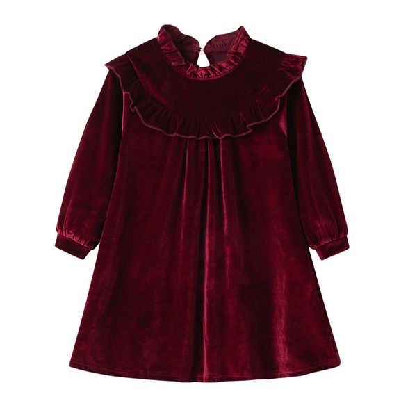 

princess baby girls dress kids cute velour dress baby velvet vestidos fashion kids party frocks toddler girl fall clothes 210225, Red;yellow