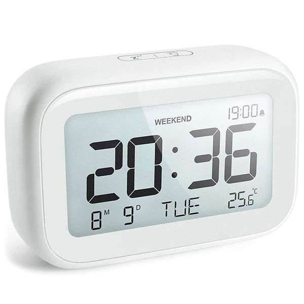 

digital alarm clock for bedroom travel office -modern minimalist style with lcd display volume adjustable snooze 12/24hr