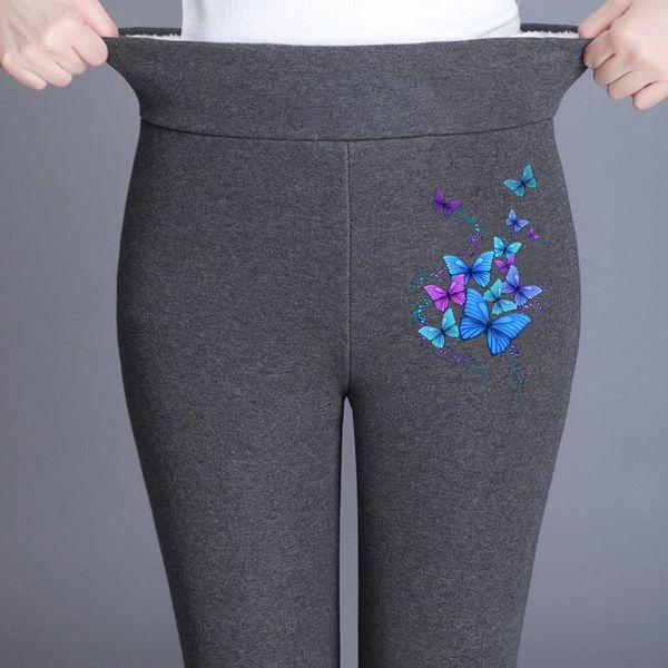 

women's leggings winter slimming velvet thermal pants tight grey skinny thick warm for women with fleece, Black