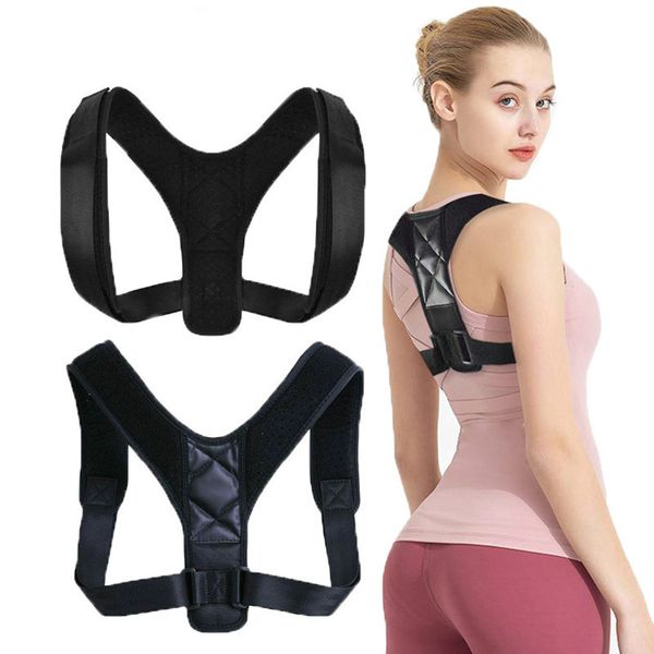 

back posture corrector belt adjustable clavicle spine back shoulder lumbar posture correction for unisex8522, Black;blue