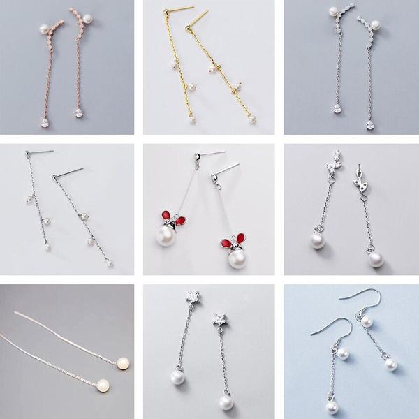 

dangle & chandelier ponykiss trendy 925 sterling silver animals flower pearl teassl chain drop earrings for women party fine jewelry accesso