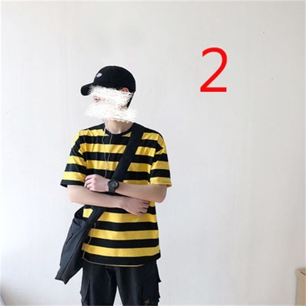 

new 2021 hong kong style solid color striped bottoming shirt korean men's short-sleeved t-shirt clothes yqx3, White;black
