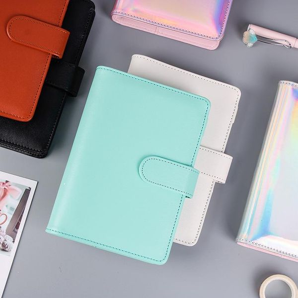 

yisuremia a5 a6 kawaii pu cover loose leaf binder for notebook diary journal daliy planner notepad sketch book school stationery, Purple;pink