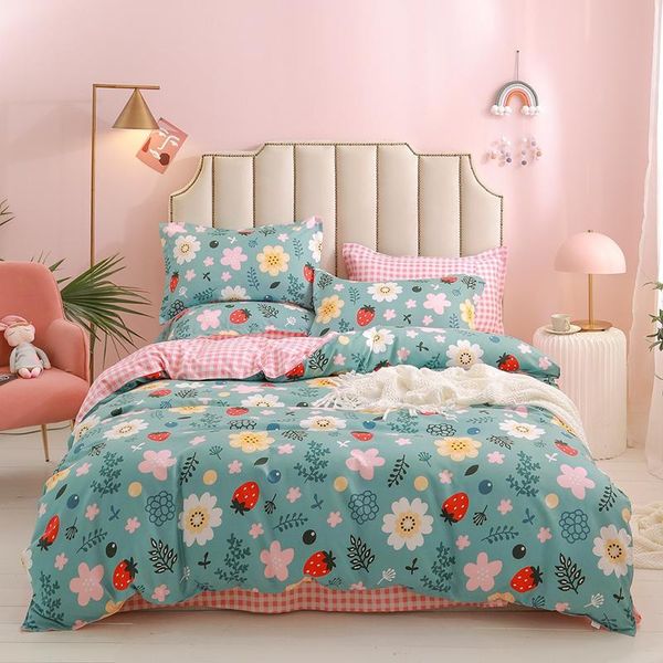 

bedding sets duvet cover set 3/4 pieces green color simple flower pattern bedclothes include bed sheet pillowcase comforter oceania