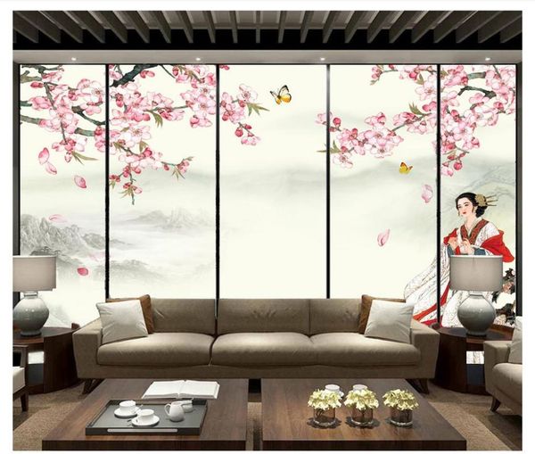 

wallpapers custom 3d po mural wallpaper chinese style ancient beauty zen ink painting landscape tv sofa background wall home decoration