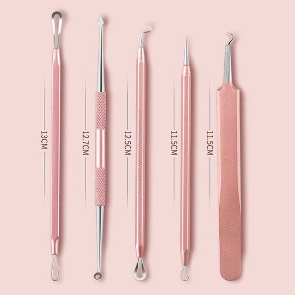 

5pcs/set stainless steel facial acne blackhead remover needles extractor pimple blemish treatments face skin care beauty tools