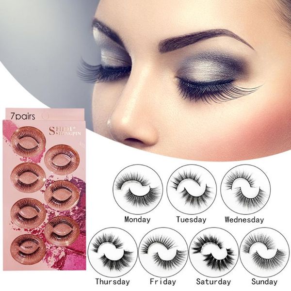 

false eyelashes 7 pairs natural fake lashes set 3d mink extension eyelash makeup tool cosmetic accessories long ey