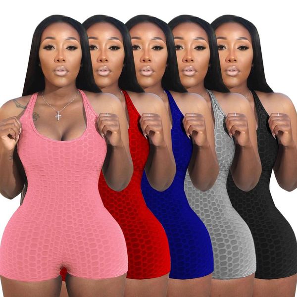 

solid jacquard sporty yoga jumpsuit women gym clothe sleeveless backless bodycon romper workout fitness outdoor casual one piece, White;black