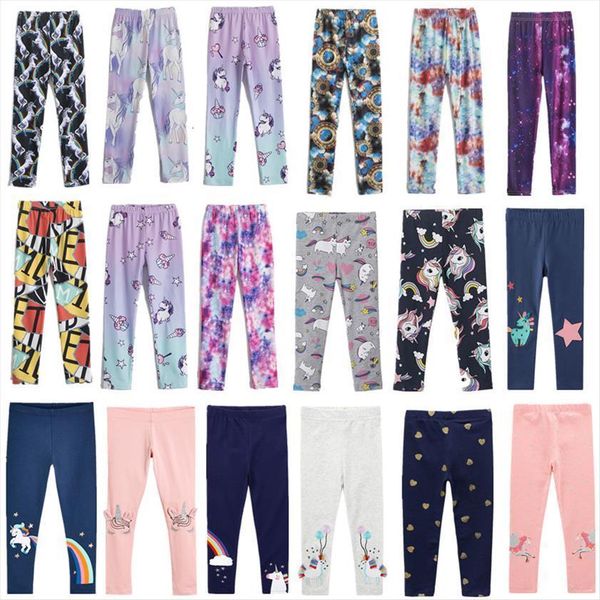 

girls spring cartoon print skiny legging rianbow unicorn pattern elastic kids trouser brand children soft bottoming pants, Blue