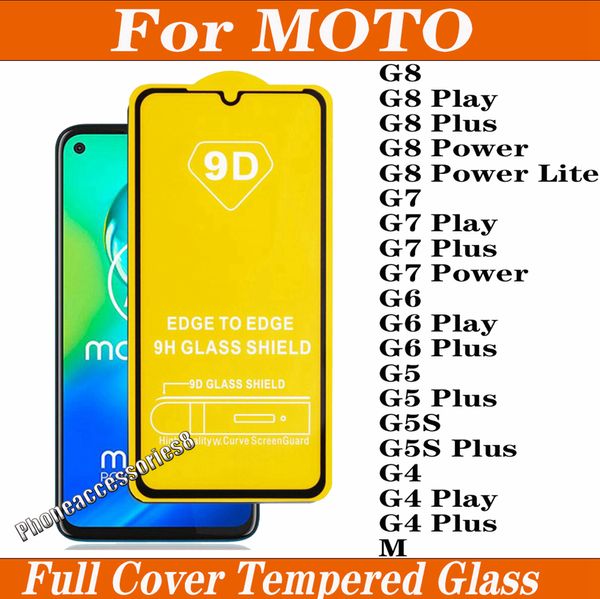 9D-Vollbild-Displayschutz aus gehärtetem Glas für MOTO Motorola G8 G7 G6 G5 G5S Play Plus Power M. 25 Stück pro Packung, gemischte Reihenfolge möglich
