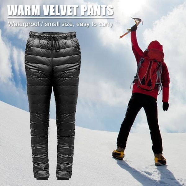 

climbing warm slim trousers plus size thicken outdoor skiing camping down pants travelling easy carrying portable parts1, Black;green