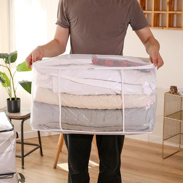 

storage bags waterproof transparent pvc clothes quilt bag with handle durable foldable dustproof closet blanket tote