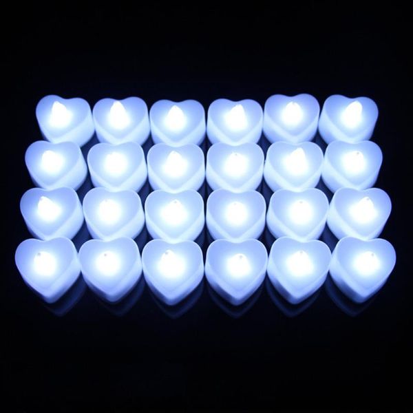 

24pcs electronic candle night light battery powered wedding led party decor heart shape safety mini romantic valentine's day candles