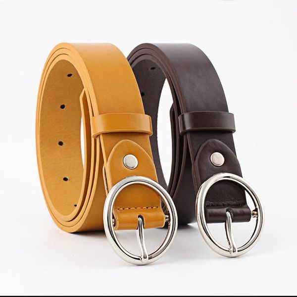 

belts imitation leather oval belt creativity korean version pu woman japanese buckle, Black;brown