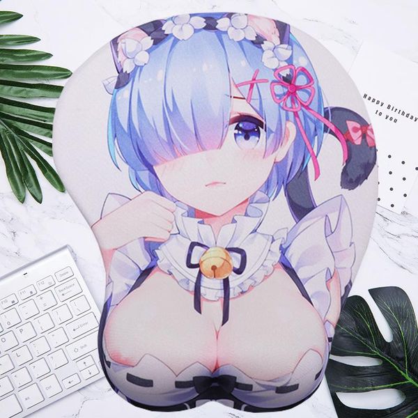 

mouse pads & wrist rests rem anime pad creative cartoon 3d soft breast mousepad with rest support chest gel silicone computer mat