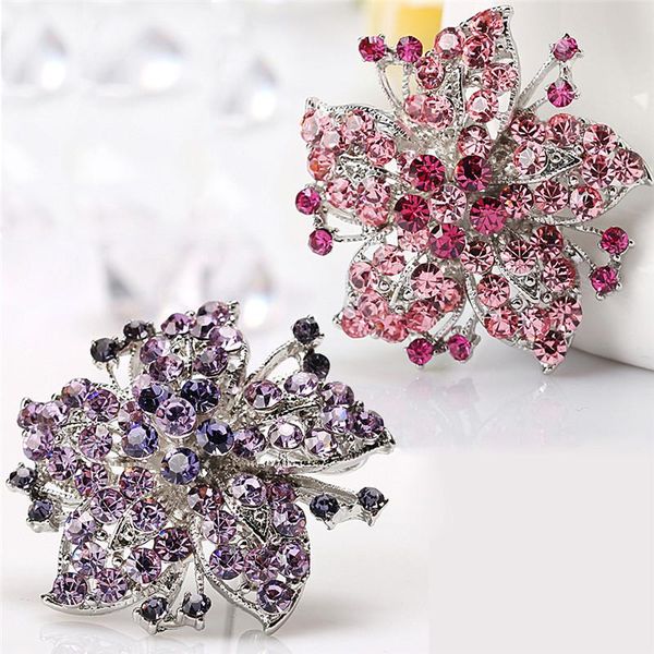 

pins, brooches large size sparkling crystal rhinestones flower brooch pins for outer wear or wedding, Gray