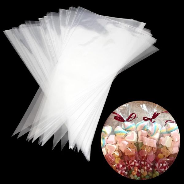 

gift wrap 100pcs/lot sweet cellophane transparent cone storage wedding birthday party decoration with organza pouches diy candy bag