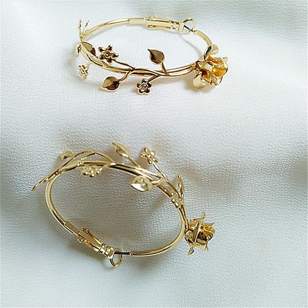 

hoop & huggie personality gold plated carving rose flower earrings for cocktail party women's exaggeration wedding jewelry gifts, Golden;silver
