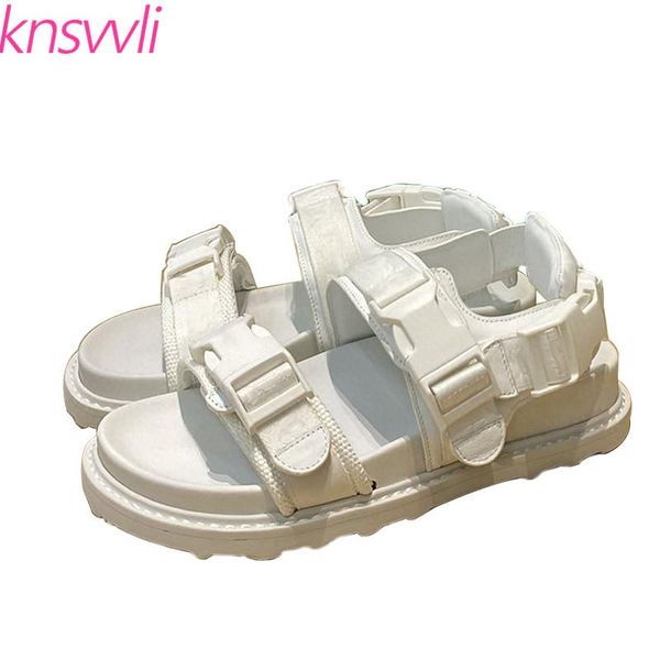 

sandals women thick sole sports woman nylon buckle strap beach shoes designer mules summer slippers, Black