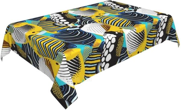 

table cloth tropical fish tablecloth rectangular washable reusable kitchen decor