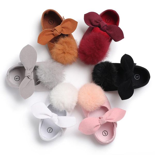 

first walkers spring and autumn 0-1 years old female baby hair ball princess shoes silicone non-slip